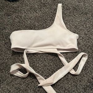 Off white one shoulder swimsuit top. Size small